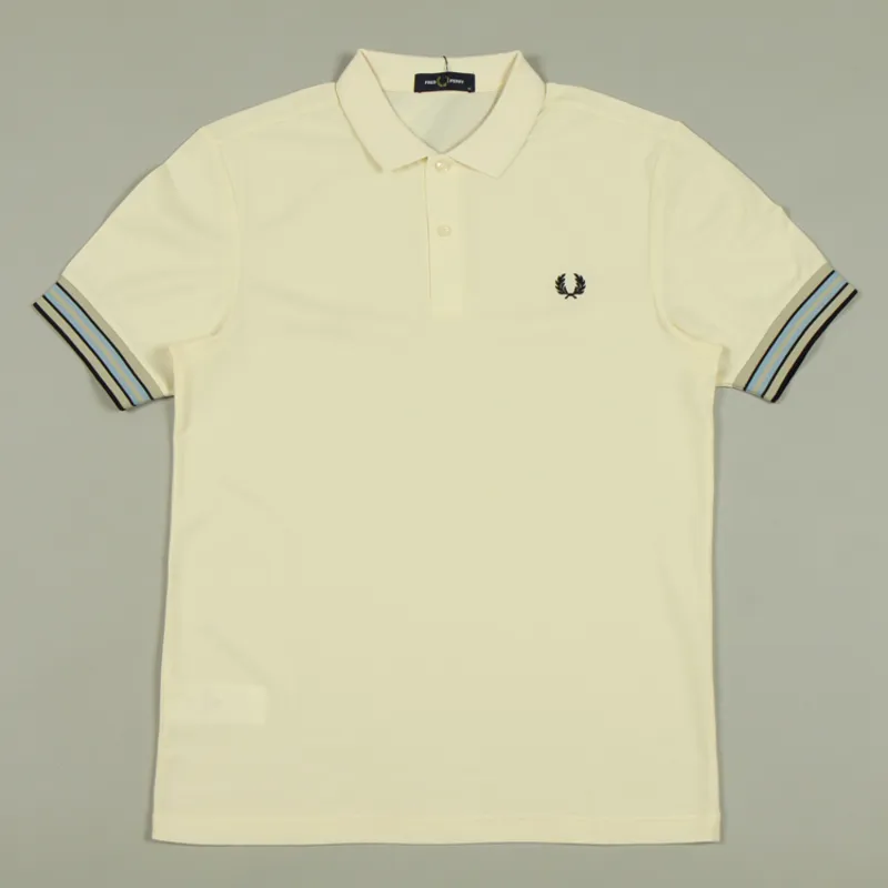 Fred Perry Striped Cuff Polo Shirt - Ecru